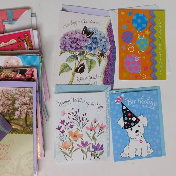 Mixed Lot of 64 Greeting Cards w/envelopes  Birthdays & More Florals Birds - Picture 2 of 4